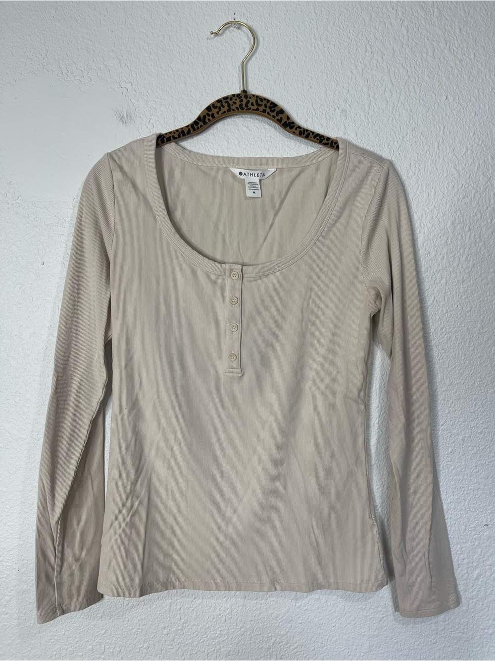 Athleta Signature Rib Henley Top Size Medium